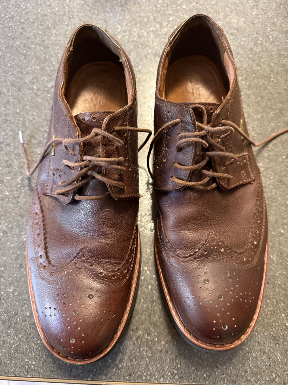 Geox Brown Leather Wingtip Derby Shoes